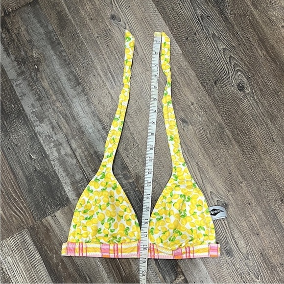 Vintage Hobie Lemons Pink Plaid Y2K Halter Bikini Top No Size Tag Sz S Retro - Picture 9 of 12